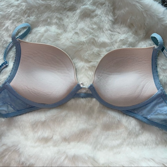 VS light blue and white lace dream angels push up bra 32C - Picture 6 of 15